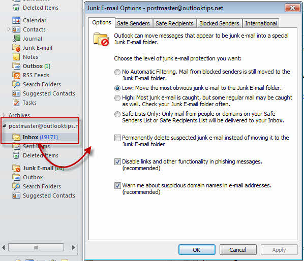 remove good emails from junk folder in outlook 2016