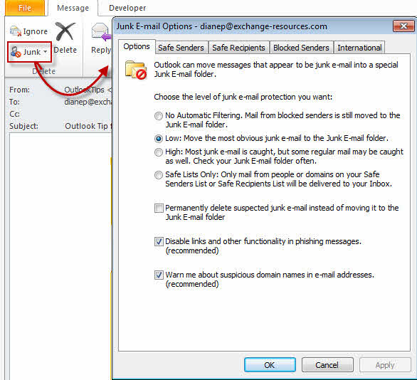turn off junk mail folder in outlook for mac 16