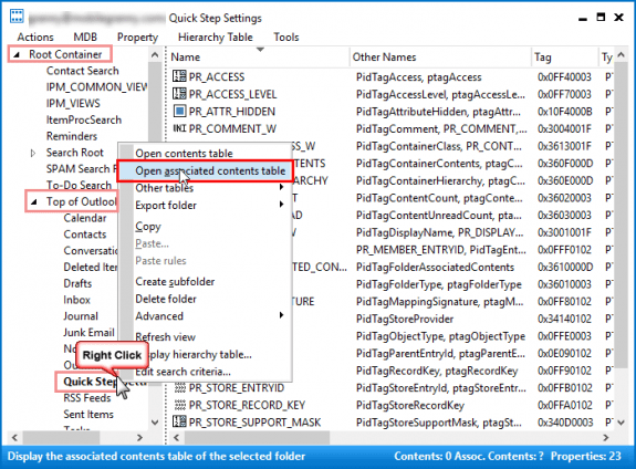 change quick print settings outlook