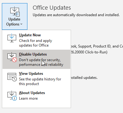 Uninstall Updates in Office 'Click to Run'
