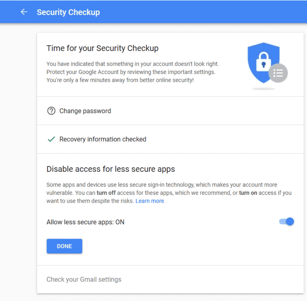 Outlook and Gmail's Less Secure Apps Setting